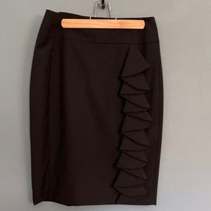 Express brand black pencil skirt with leopard lining and back slit